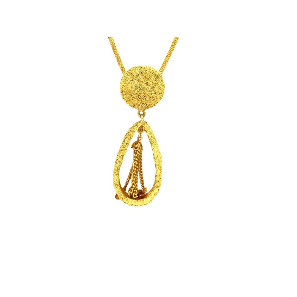 Vintage Rosa Flores Goldtone Huge Dangle Doorknocker Pendant Chain Necklace